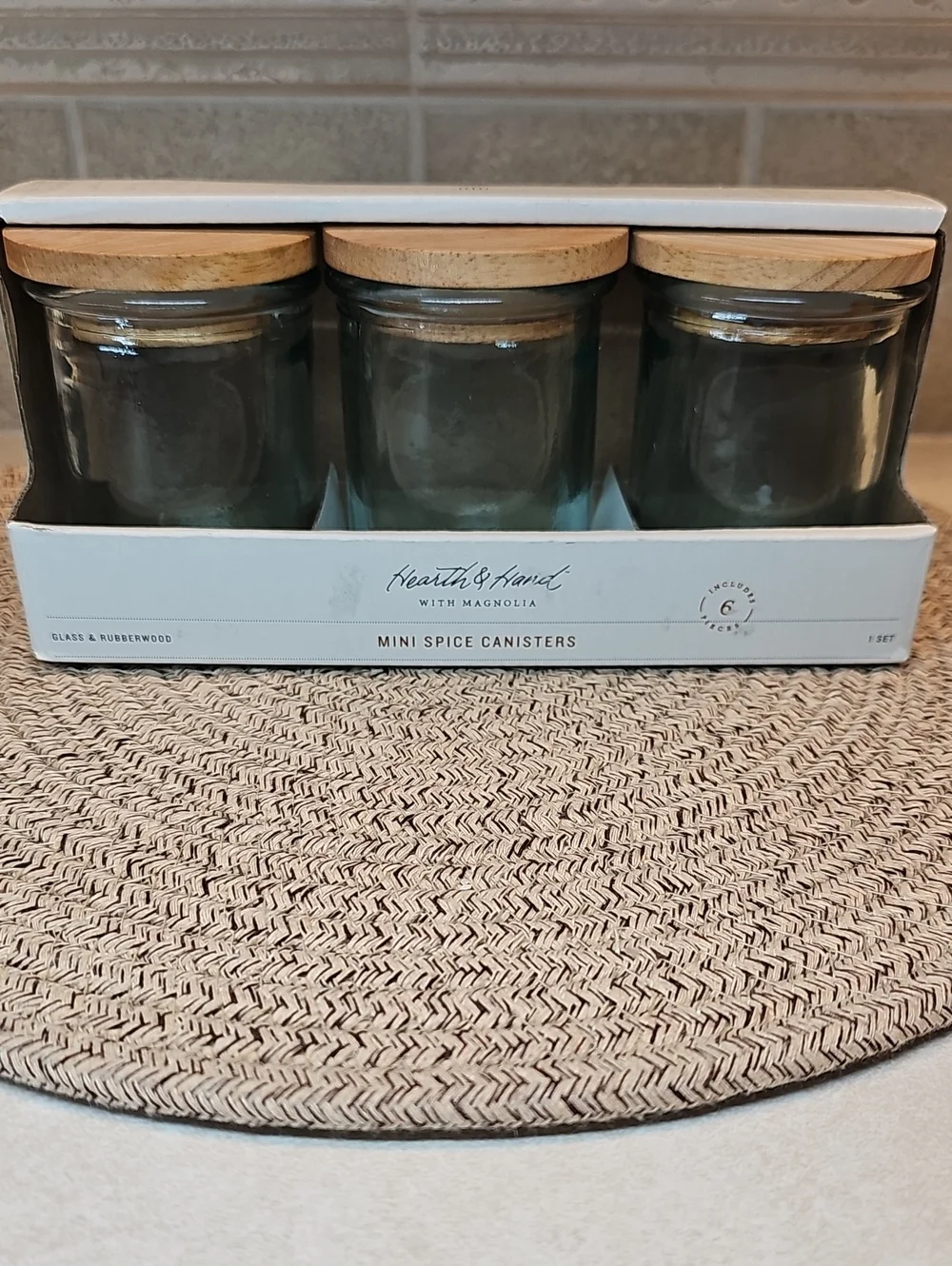 Hearth & Hand Set Of 3 Recycled Glass Spice Containers